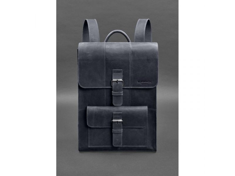 Кожаный рюкзак Brit темно-синий Crazy Horse, фото 1