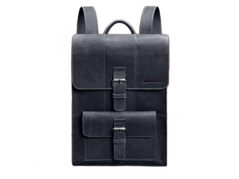 Кожаный рюкзак Brit темно-синий Crazy Horse, фото 5