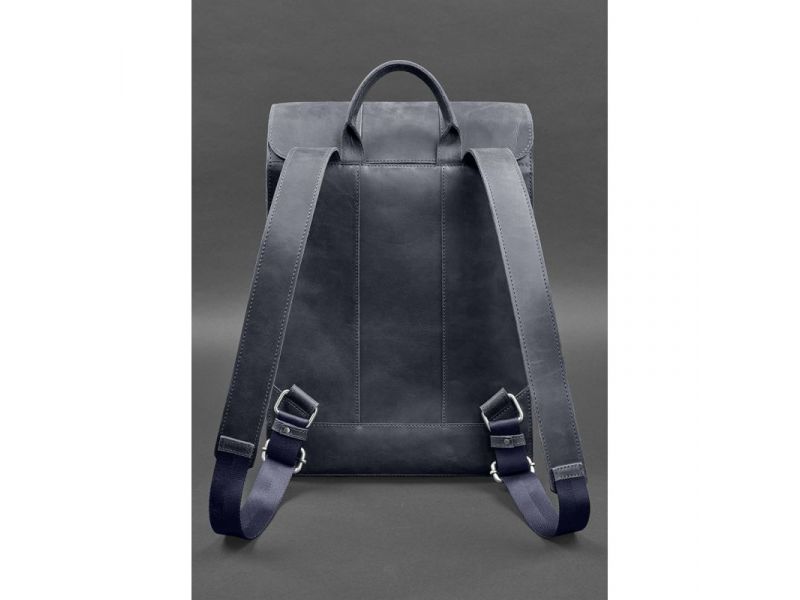 Кожаный рюкзак Brit темно-синий Crazy Horse, фото 3