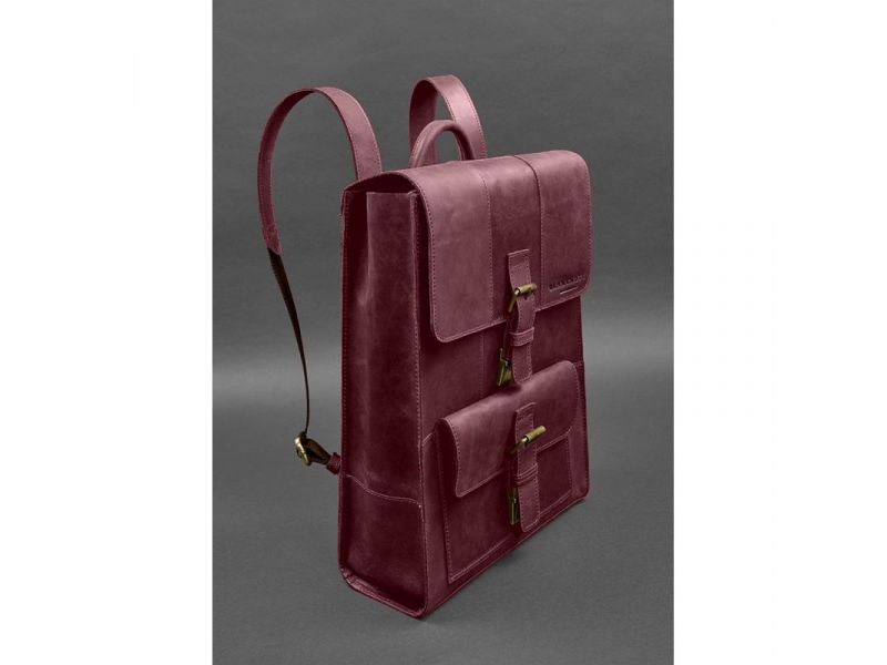 Кожаный рюкзак Brit бордовый Crazy Horse, фото 2