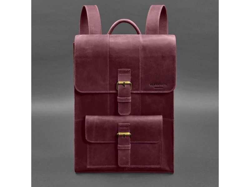 Кожаный рюкзак Brit бордовый Crazy Horse, фото 4
