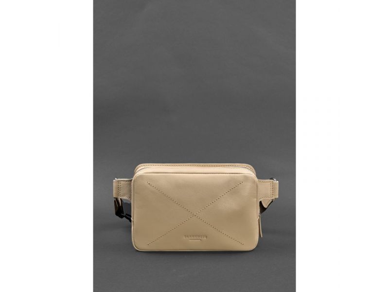 Кожаная женская поясная сумка Dropbag Mini светло-бежевая, фото 1