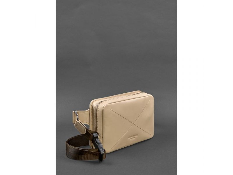 Кожаная женская поясная сумка Dropbag Mini светло-бежевая, фото 2