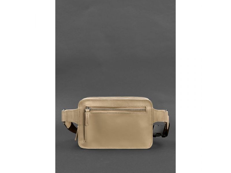 Кожаная женская поясная сумка Dropbag Mini светло-бежевая, фото 3