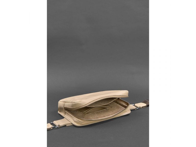 Кожаная женская поясная сумка Dropbag Mini светло-бежевая, фото 5