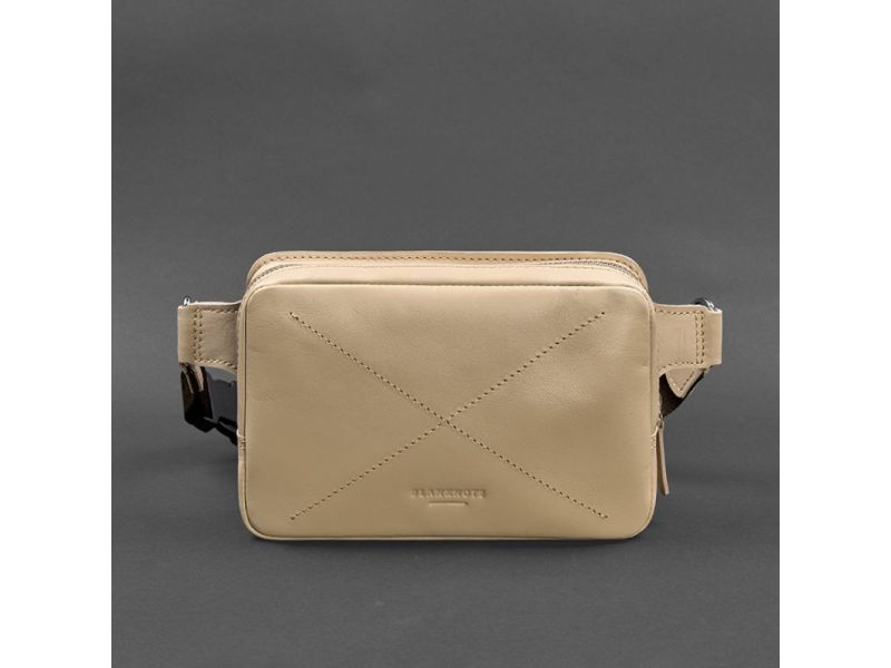 Кожаная женская поясная сумка Dropbag Mini светло-бежевая, фото 6