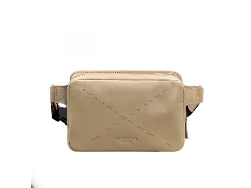Кожаная женская поясная сумка Dropbag Mini светло-бежевая, фото 7
