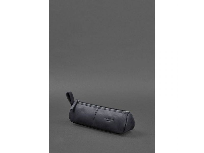 Кожаный пенал-несессер (футляр для очков) 4.0 Темно-синий Crazy Horse, фото 4