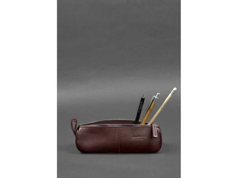 Кожаный пенал-несессер (футляр для очков) 4.0 Бордовый, фото 2