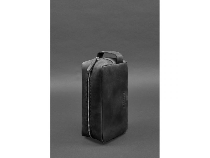 Кожаная косметичка-несессер 6.0 черный Crazy Horse, фото 4