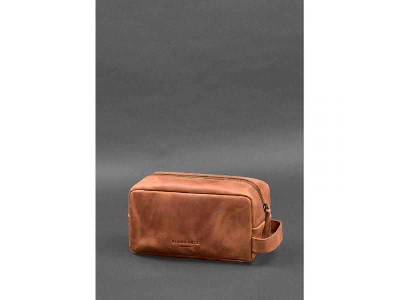 Кожаная косметичка-несессер 6.0 светло-коричневый Crazy Horse, фото 2