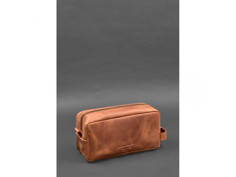 Кожаная косметичка-несессер 6.0 светло-коричневый Crazy Horse, фото 3