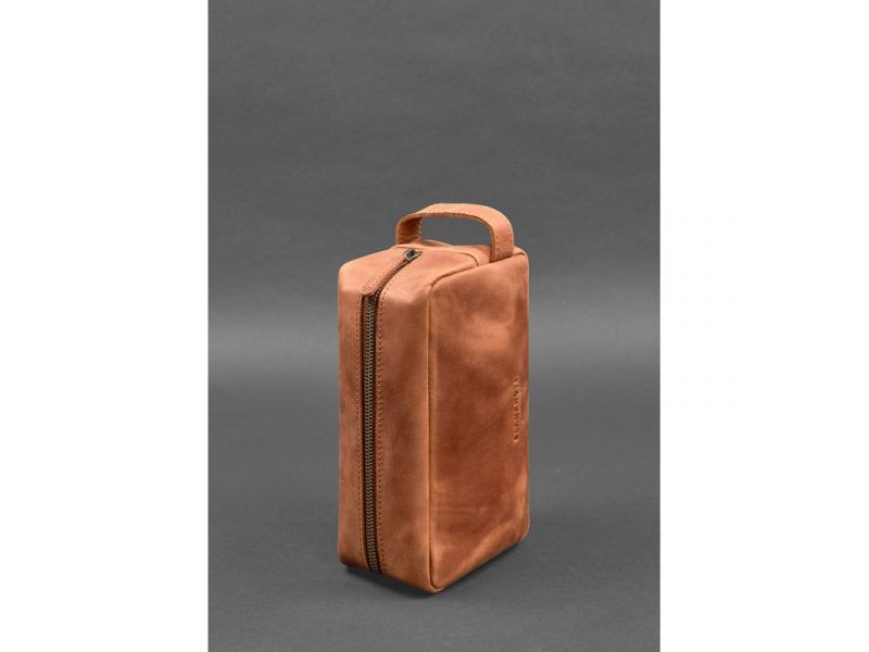 Кожаная косметичка-несессер 6.0 светло-коричневый Crazy Horse, фото 4