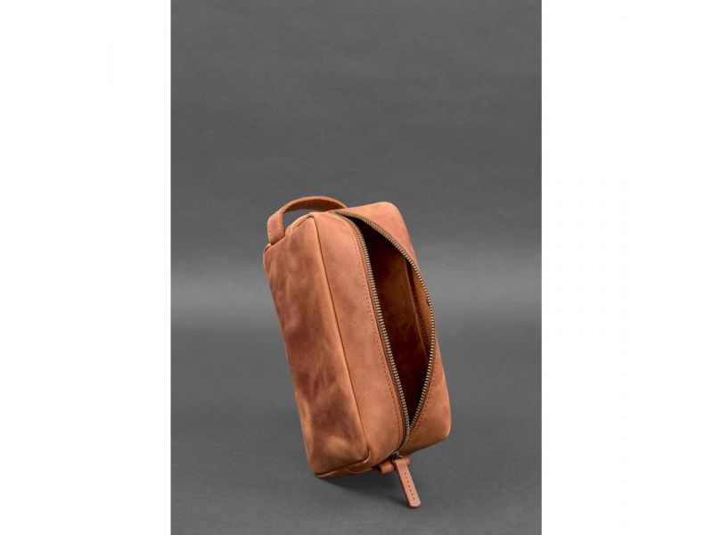 Кожаная косметичка-несессер 6.0 светло-коричневый Crazy Horse, фото 5