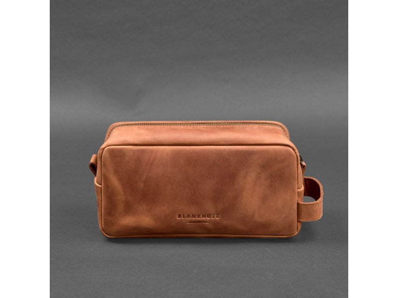 Кожаная косметичка-несессер 6.0 светло-коричневый Crazy Horse, фото 6