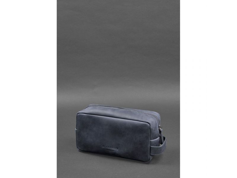Кожаная косметичка-несессер 6.0 синий Crazy Horse, фото 2