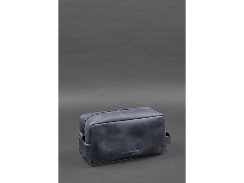 Кожаная косметичка-несессер 6.0 синий Crazy Horse, фото 3