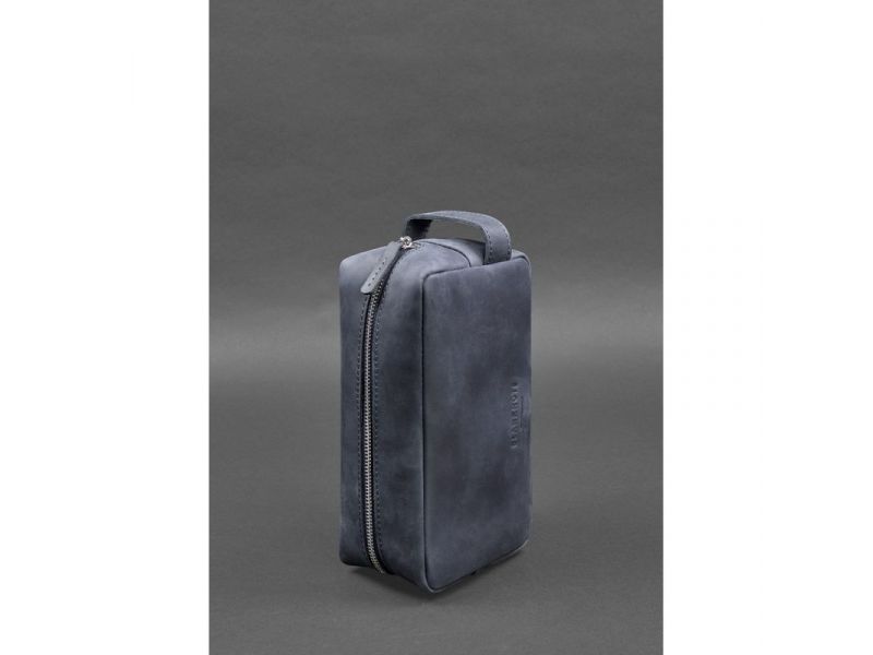 Кожаная косметичка-несессер 6.0 синий Crazy Horse, фото 4