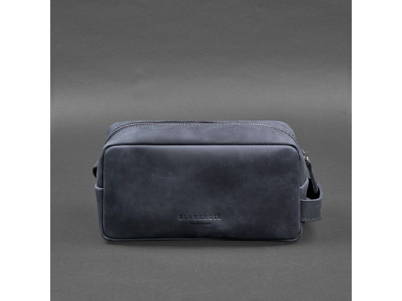 Кожаная косметичка-несессер 6.0 синий Crazy Horse, фото 6