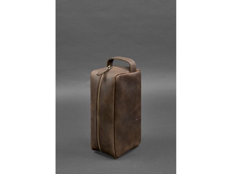 Кожаная косметичка-несессер 6.0 темно-коричневый Crazy Horse, фото 4