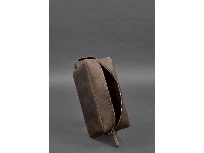 Кожаная косметичка-несессер 6.0 темно-коричневый Crazy Horse, фото 5