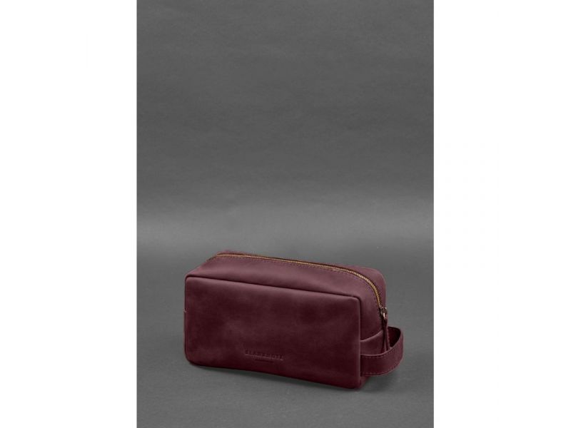 Кожаная косметичка-несессер 6.0 бордовый Crazy Horse, фото 2