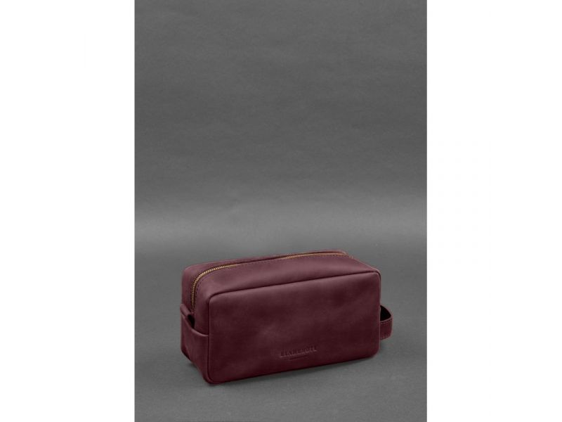 Кожаная косметичка-несессер 6.0 бордовый Crazy Horse, фото 3