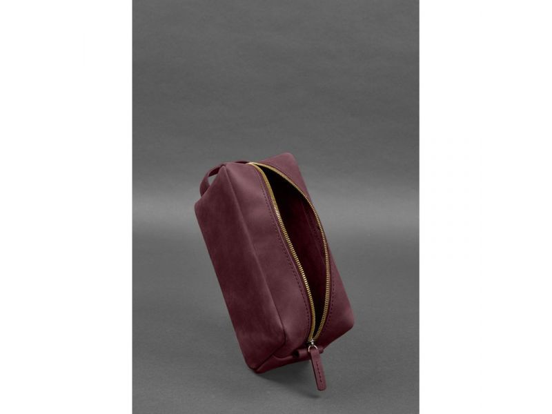 Кожаная косметичка-несессер 6.0 бордовый Crazy Horse, фото 5