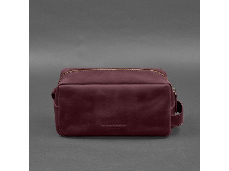 Кожаная косметичка-несессер 6.0 бордовый Crazy Horse, фото 6
