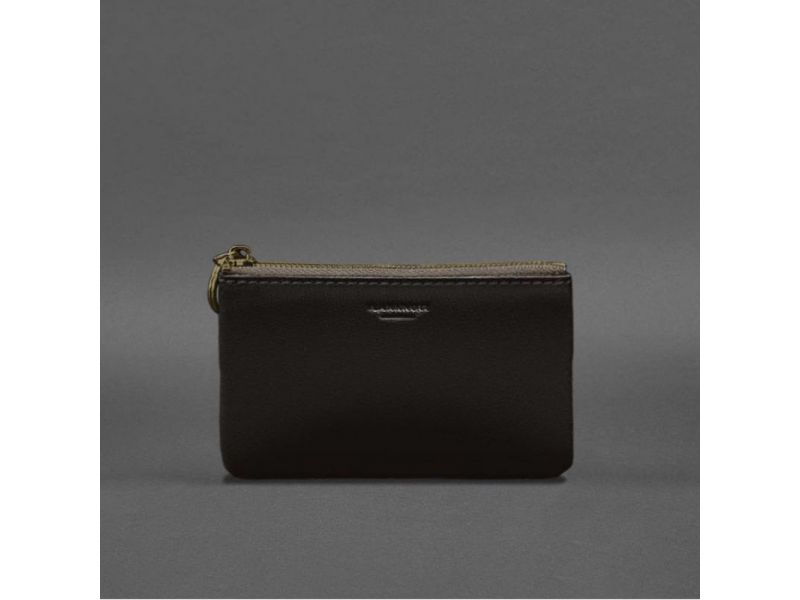 Кожаная монетница / мини-косметичка 3.0 темно-коричневая краст, фото 3