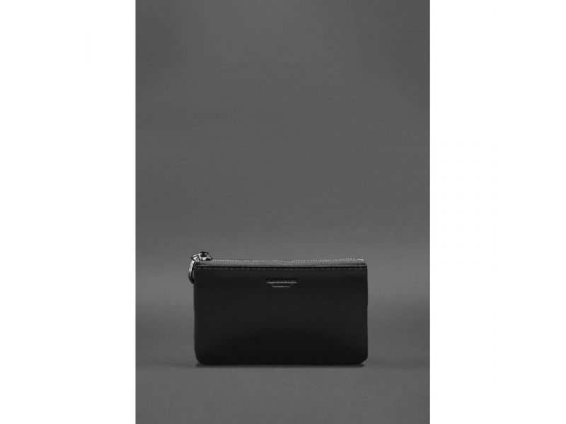 Кожаная монетница / мини-косметичка 3.0 черная краст, фото 1