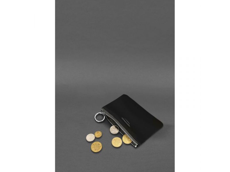 Кожаная монетница / мини-косметичка 3.0 черная краст, фото 2