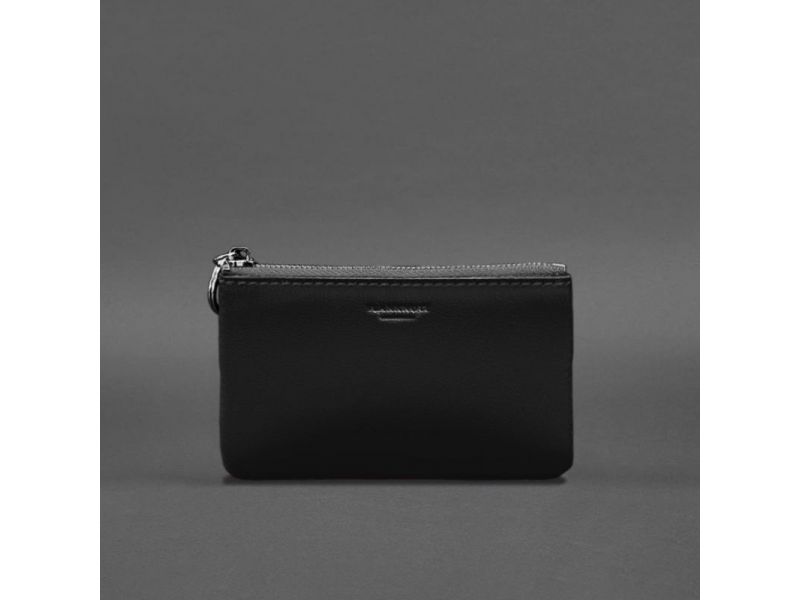 Кожаная монетница / мини-косметичка 3.0 черная краст, фото 3