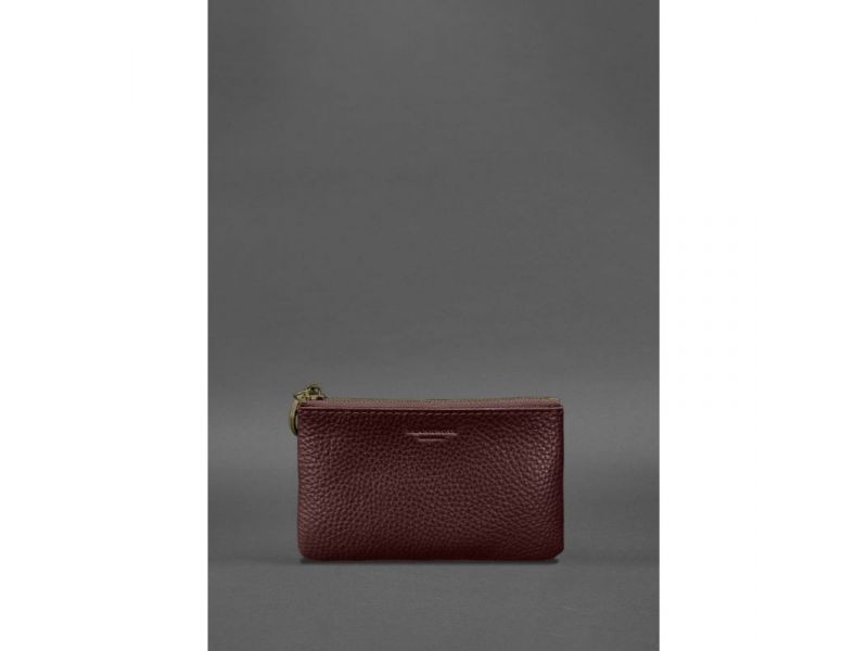 Кожаная монетница / мини-косметичка 3.0 бордовая флотар, фото 1