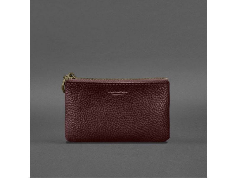 Кожаная монетница / мини-косметичка 3.0 бордовая флотар, фото 3