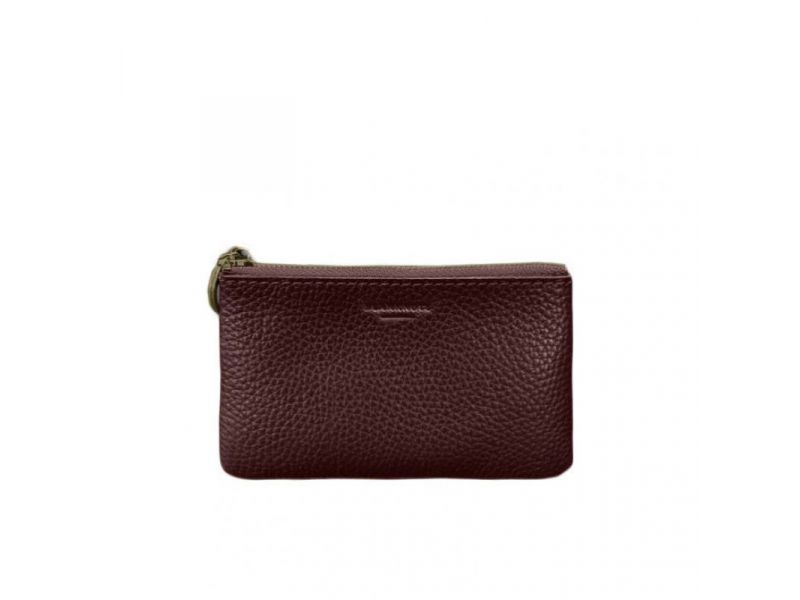 Кожаная монетница / мини-косметичка 3.0 бордовая флотар, фото 4