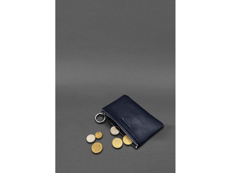 Кожаная монетница / мини-косметичка 3.0 синяя флотар, фото 2