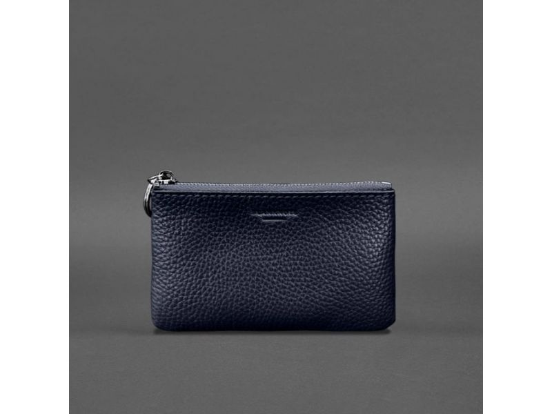 Кожаная монетница / мини-косметичка 3.0 синяя флотар, фото 3