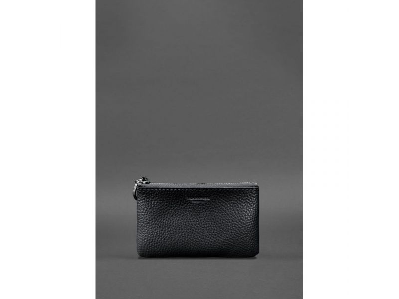 Кожаная монетница / мини-косметичка 3.0 черная флотар, фото 1