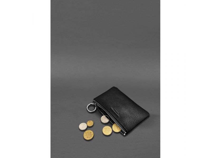 Кожаная монетница / мини-косметичка 3.0 черная флотар, фото 2