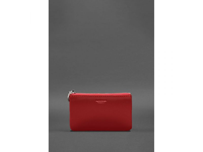 Кожаная монетница / мини-косметичка 3.0 красная краст, фото 1