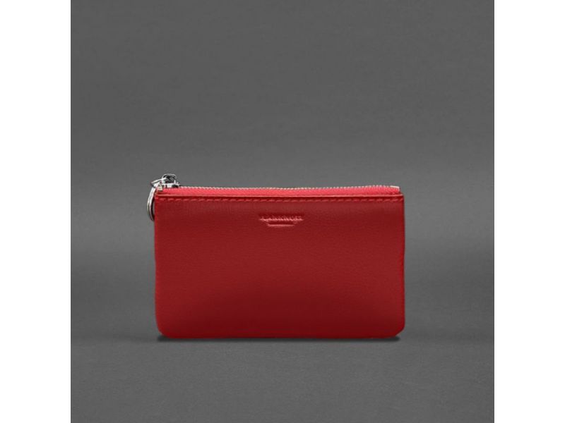 Кожаная монетница / мини-косметичка 3.0 красная краст, фото 3