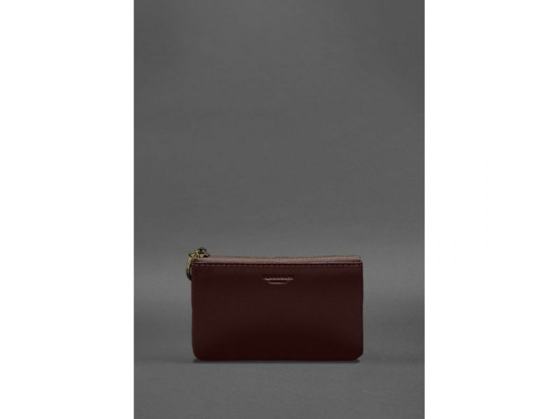 Кожаная монетница / мини-косметичка 3.0 бордовая краст, фото 1