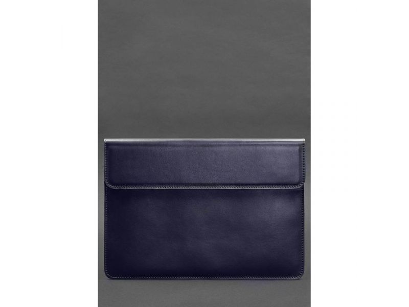 Кожаный чехол-конверт на магнитах для ноутбука Универсальный Темно-синий, фото 1