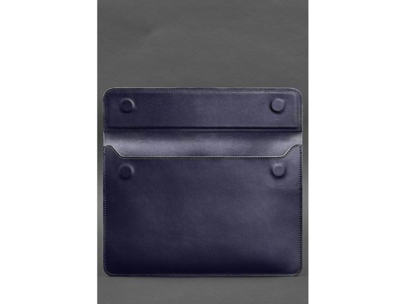 Кожаный чехол-конверт на магнитах для ноутбука Универсальный Темно-синий, фото 2