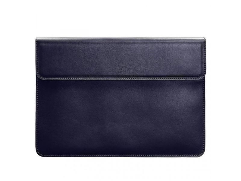 Кожаный чехол-конверт на магнитах для ноутбука Универсальный Темно-синий, фото 5
