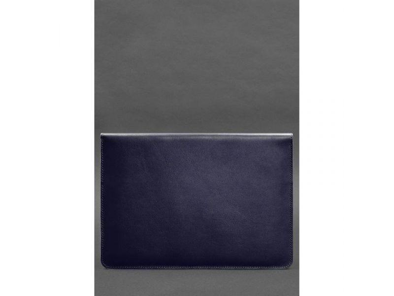 Кожаный чехол-конверт на магнитах для ноутбука Универсальный Темно-синий, фото 3