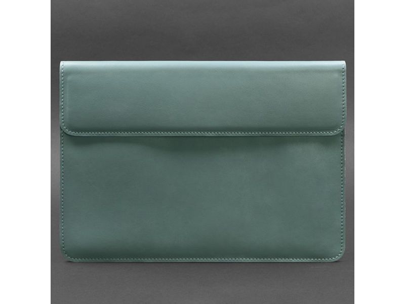 Кожаный чехол-конверт на магнитах для ноутбука Универсальный Бирюзовый, фото 4