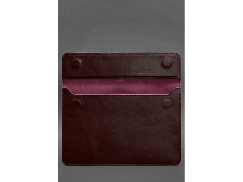 Кожаный чехол-конверт на магнитах для ноутбука Универсальный Бордовый, фото 2