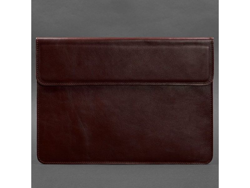 Кожаный чехол-конверт на магнитах для ноутбука Универсальный Бордовый, фото 4